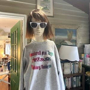 Hipster  Gray Vintage 80s Sweatshirt, train fever. size large